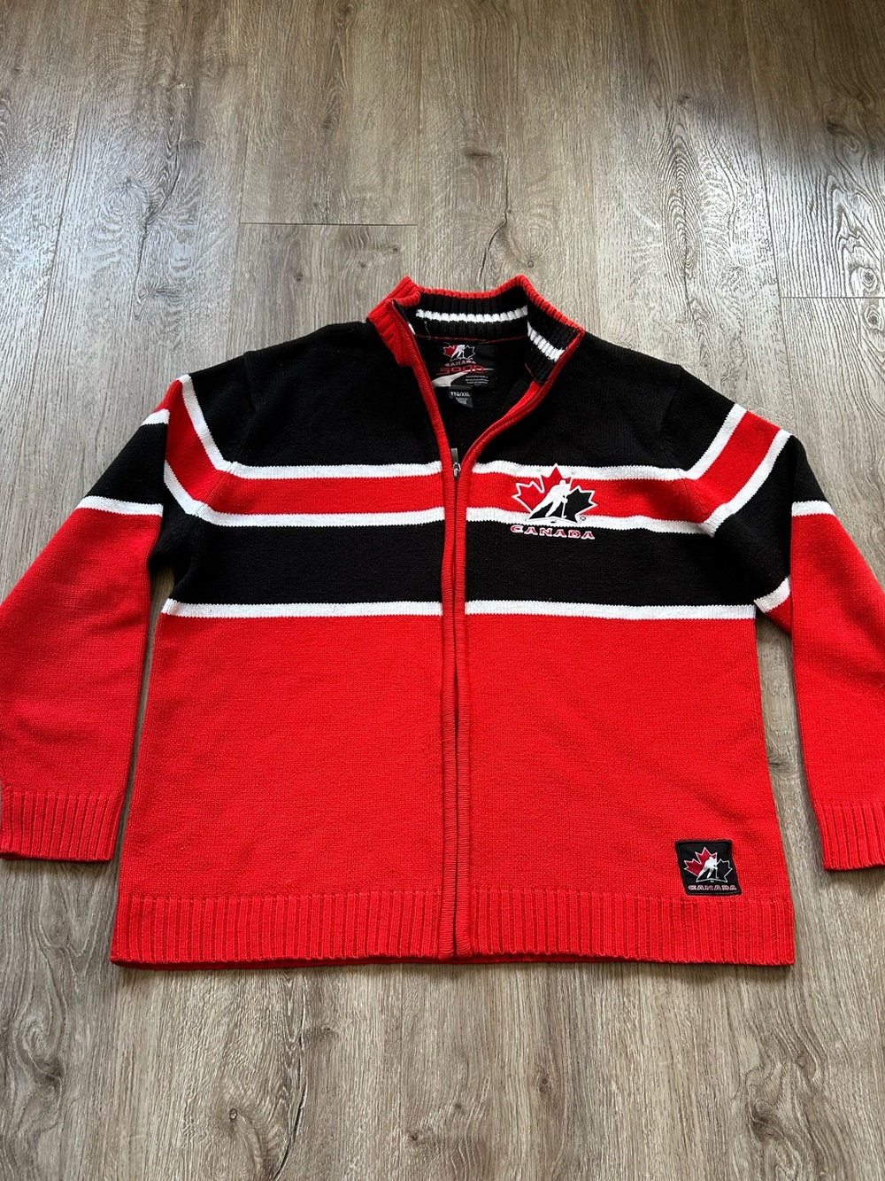 Team Canada Hockey Red & Black Zip Knit Sweater